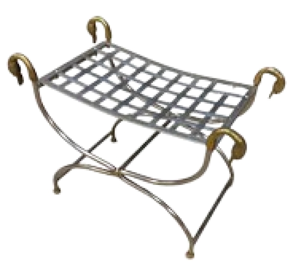 MOD 1613 Maison Jansen, tabouret curule en acier et laiton