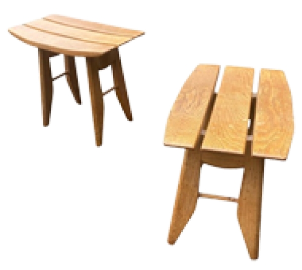 MOD 1986 Guillerme &amp; Chambron, paire de tabourets en chêne