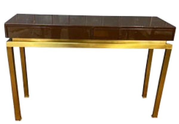 MOD 1854 Guy LEFEVRE, console en laiton et bois laqué circa 1970