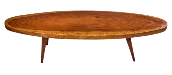 MOD 2067 Très grande table basse à plateau monoxyle d'une tranche d'arbre