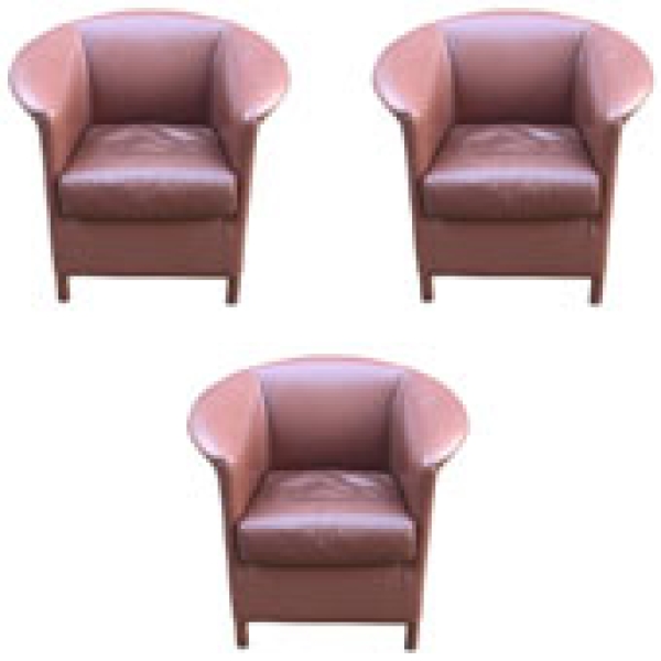 MOD 1064 Paolo Piva, 3 fauteuils en cuir, Edition Wittmann