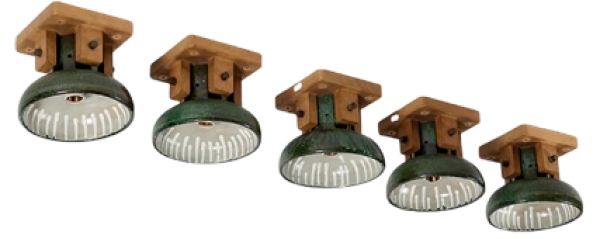 MOD 1992 Guillerme Et Chambron, Série de 5 plafonniers, Edition Votre Maison 1970