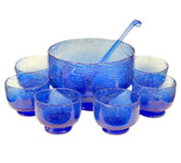 MOD 1969 Biot, Service à punch 8 Pièces En Verre Bullé, Circa 1970