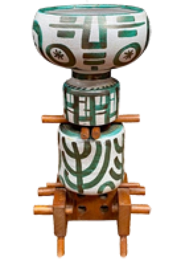 MOD 2013 Boleslaw Danikowski (1928-1979) Grande sculpture totem en céramique et chêne