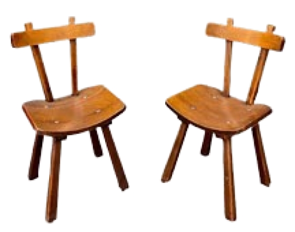 MOD 1661 Paire de chaises en bois multiplis circa 1950.