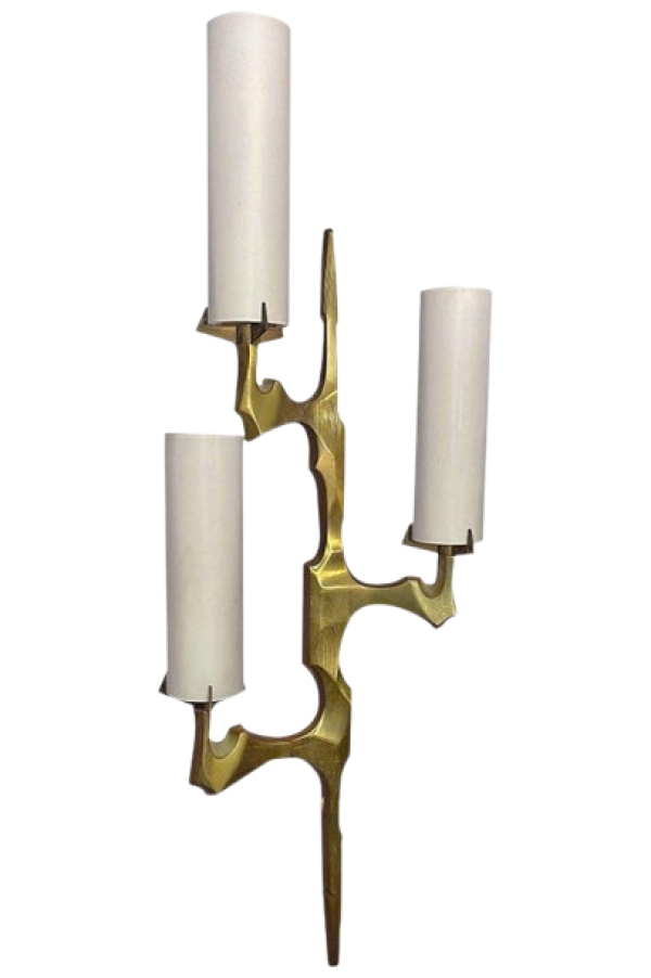 MOD 1392 Arlus, Grande Applique En Bronze Et Verre Opalin