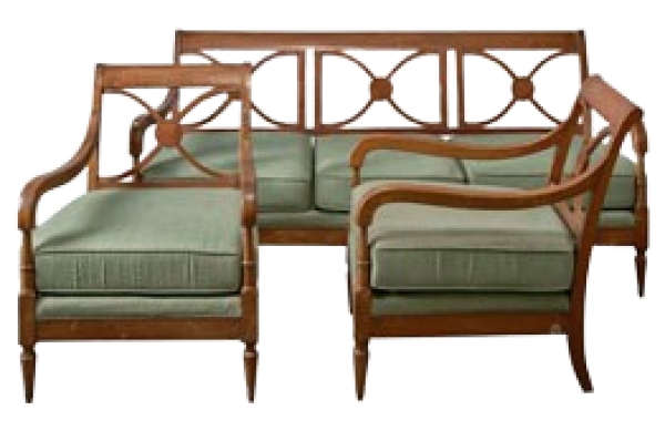 MOD 17110 Maison Jansen salon composé d'une banquette et de 2 fauteuils.