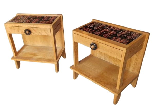 MOD 2026 Guillerme et Chambron, paire de chevets en chêne et céramique