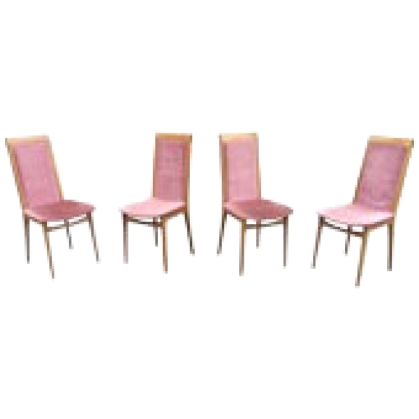 MOD 1103 Série de 4 chaises 1960 en hêtre et velours.