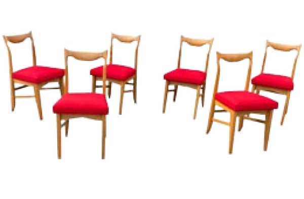 MOD 1713 Guillerme et Chambron, 6 Chaises Modèle Marie-Claire