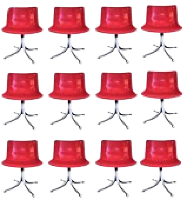 MOD 11513 Osvaldo Borsani pour Tecno, 12 chaises en aluminium et plastique Italie