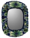 MOD 21114 Miroir dans un cadre en céramique émaillée bleue et verte imitant des coquillages