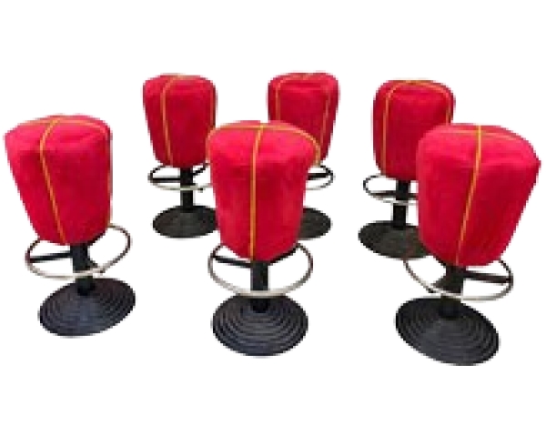 MOD 16013 6 Amusants Tabourets Circa 1970. Pietement Fonte