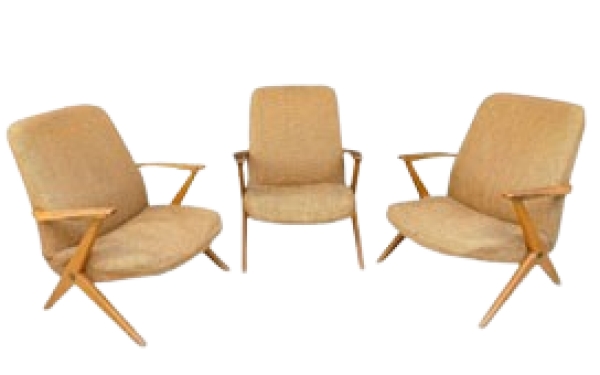 MOD 1591 3 Fauteuils Cees Braakman Edition Pastoe