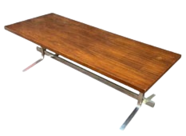 MOD 1754 Table de salon en placage de palissandre et acier poli