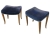 AD1925 Paire de tabourets en bois laqué et velours bleu.