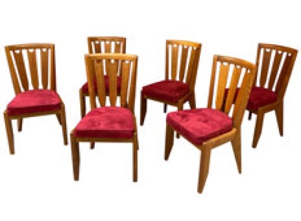 MOD 1455 ROBERT GUILLERME ET JACQUES CHAMBRON, 6 chaises en chêne ciré