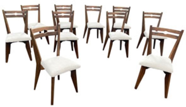 MOD 18013 Guillerme et Chambron, ensemble de dix chaises en chêne.