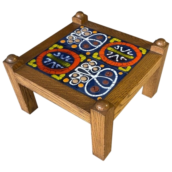 MOD 13212 Guillerme et Chambron, table de salon en chêne et céramique