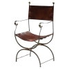 MOD 2093 Attribué à MAISON JANSEN Fauteuil curule à structure en métal