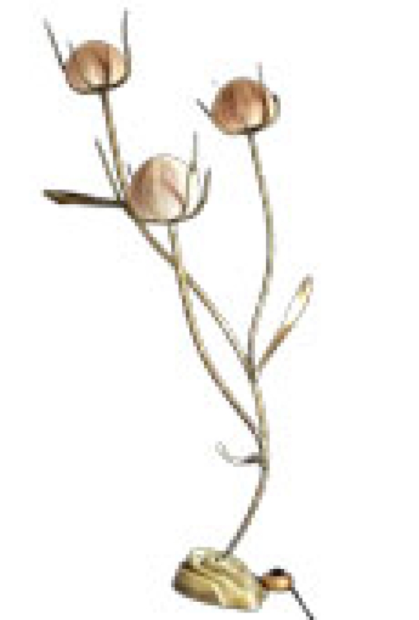 MOD 1782 Lampadaire organique en bronze, laiton et test d'oursins