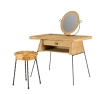 MOD 21110 Coiffeuse en métal et osier tressé. Miroir ovale