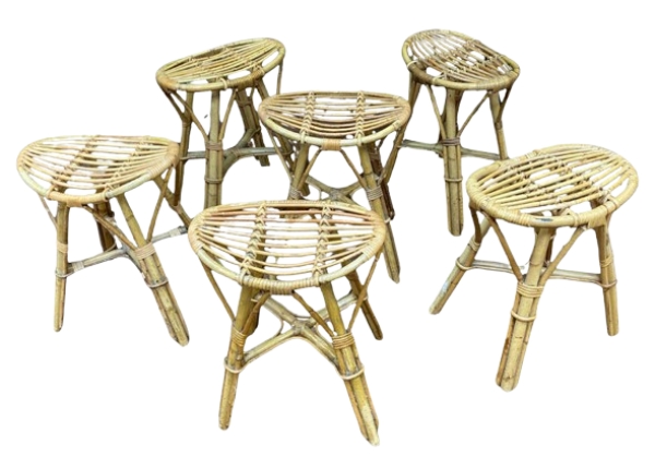 MOD 20314 Suite de 6 tabourets en bambou circa 1970