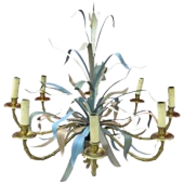 MOD 1242 Maison Baguès, Grand Lustre En Bronze Doré Et Métal Laqué