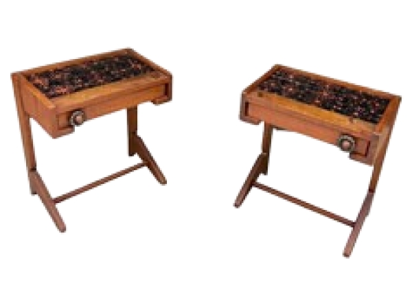 MOD 1622 Guillerme Et Chambron, paire de chevets en chêne et céramique