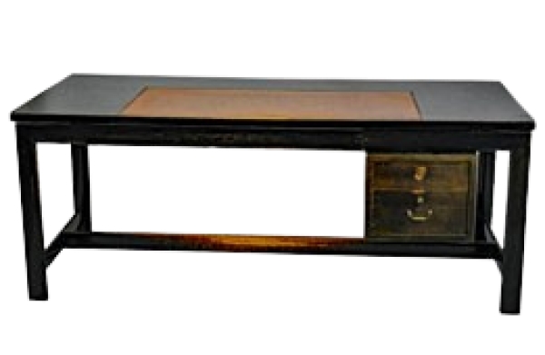 MOD 1733 Bureau élégant en bois noirci et cuir patiné