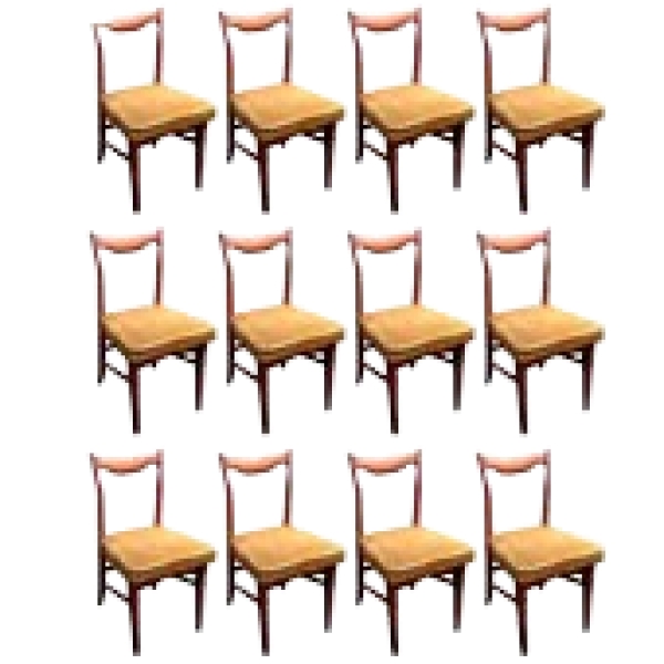 MOD 1066 Guillerme et Chambron, série de 12 chaises en chêne