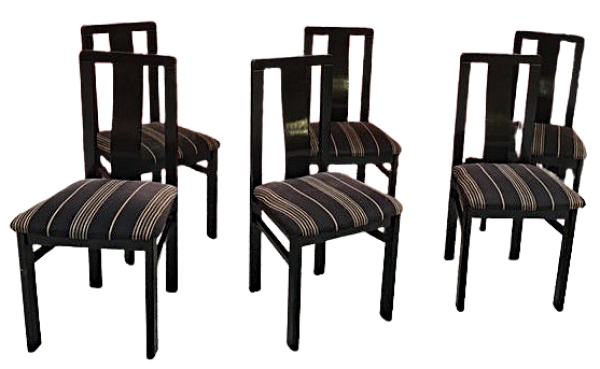 MOD 2036 Decoene 6 chaises en bois noirci, circa 1960-1970