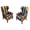 INS 1144 Paire de bergères en placage de noyer.