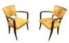 AD 2081 Paire de fauteuils bridges Art Deco, cuir et bois teinté circa 1930