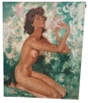 AD 2032 Huile sur toile style Art Deco vers 1950 portant une signature Domergue
