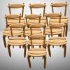 MOD 1933 Guillerme et Chambron, série de 10 chaises en chêne, modèle Thierry