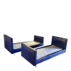 INS 2031 Paire de daybed recouvert de simili cuir bleu, style de Jacques QUINET circa 1950