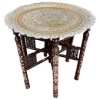 AD 1936 Grande table à piédestal pliante de style oriental en bois incrusté d'os, circa 1900