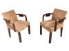 AD 1881 Charles Dudouyt, 2 fauteuils Art Deco en chêne et cuir, circa 1940