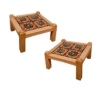 MOD 20213 Guillerme et Chambron, paire de tables d'appoint en chêne et céramique