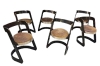 MOD 1632 Willy Rizzo, Edition Sabot, 6 chaises en bois laqué et métal