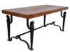MOD 19510 Maison Jansen (dans le goût de), table basse à décor de têtes de chevaux en fer forgé et chêne.