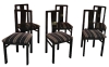 MOD 2036 Decoene 6 chaises en bois noirci, circa 1960-1970
